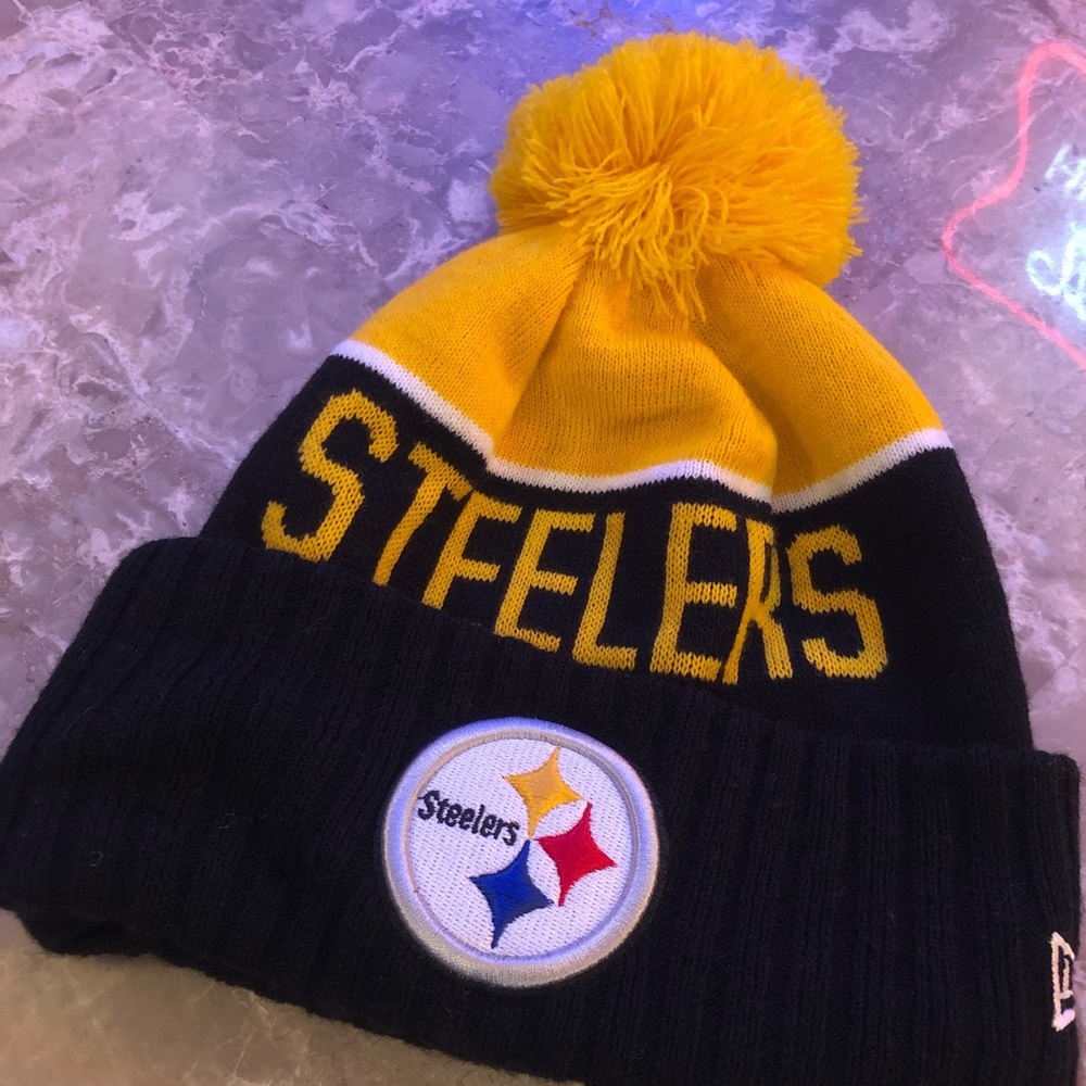 NFL New Era Steelers Pom Knit Hat